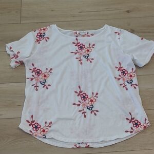 Anneliese  White Top with Red Floral Embroidery Size Xl